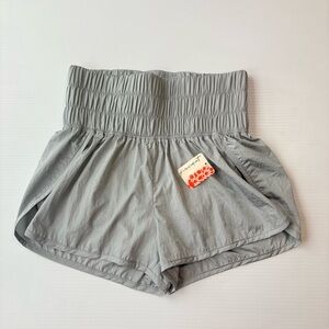 FP Movement Grey Smocked Waist Athletic Shorts Size S NWT Running Gym Hiking